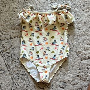 Playful Surfing Print Kids One Piece Swimsuit